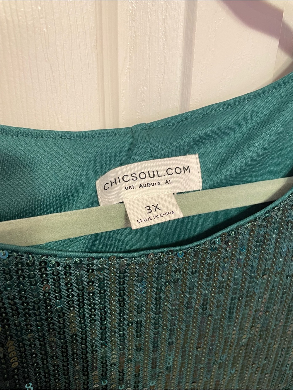 Chic Soul Teal Sequin Long-Sleeve Shift Dress - Picture 2 of 3